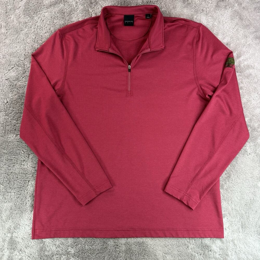Dunning Golf Quarter‎ Zip Men L Red Performance 1/4 Zip Pullover Stretch EUC